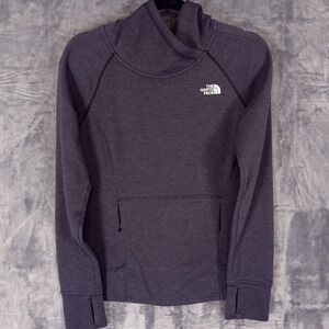 The North Face Hoodie Womens XS Gray Cowl Neck Pullover Thumbhole Zip Pockets